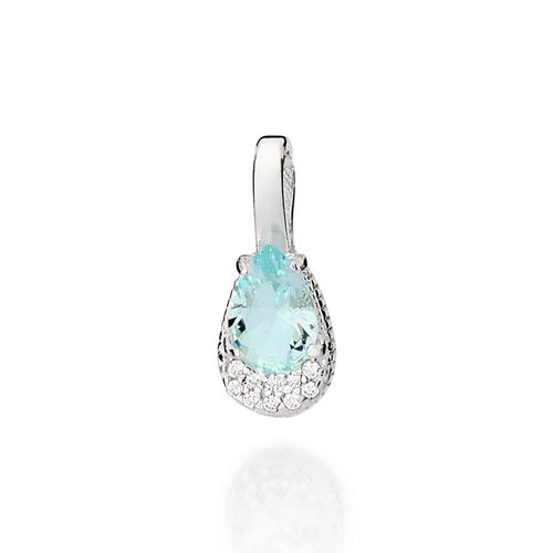 PINGENTE GOTA DE PRATA 925 COM ZIRCÔNIA E CRISTAL
