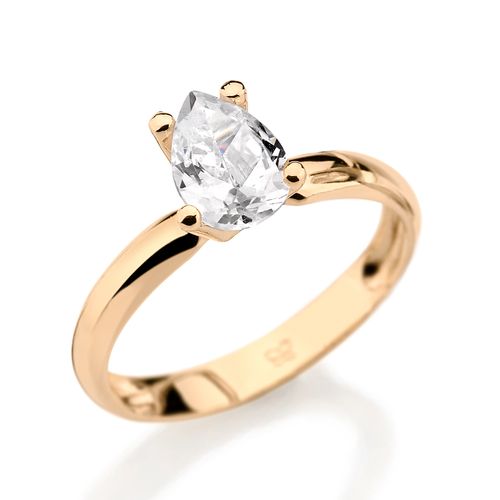 ANEL SOLITÁRIO BANHADO A OURO 18K COM ZIRCÔNIA