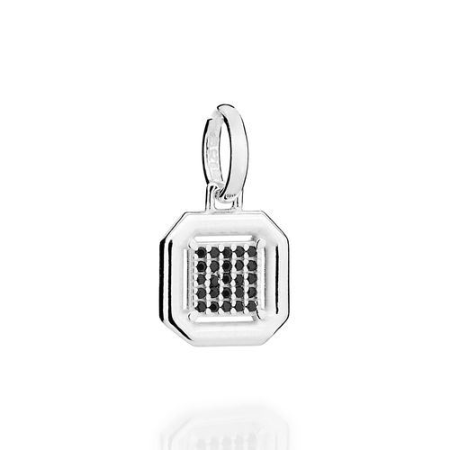 PINGENTE OCTAGONAL DE PRATA MACIÇA 925 COM ZIRCÔNIAS