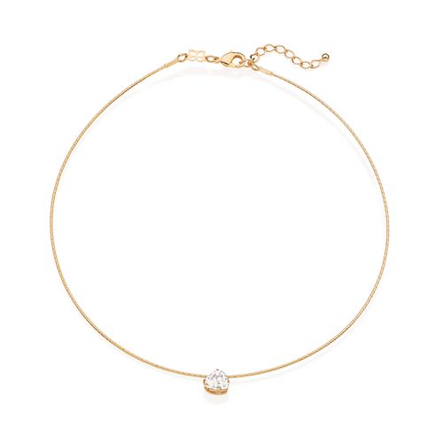 CHOKER CORAÇÃO BANHADO A OURO 18K COM ZIRCÔNIA
