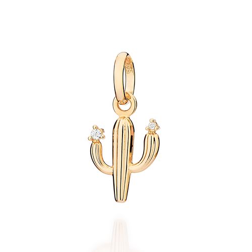 PINGENTE CACTO MANDACARU BANHADO A OURO 18K COM ZIRCÔNIAS