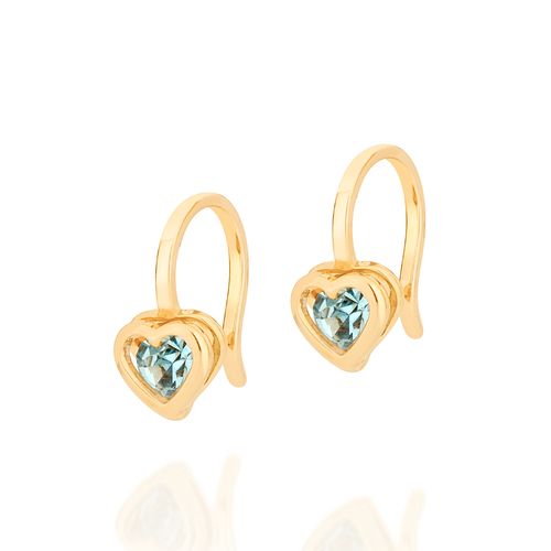 BRINCO CORAÇÃO BANHADO A OURO 18K COM CRISTAIS