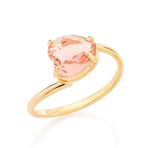 ANEL SOLITÁRIO BANHADO A OURO 18K COM CRISTAL
