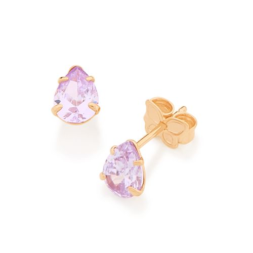 BRINCO SOLITÁRIO GOTA BANHADO A OURO 18K COM ZIRCÔNIAS