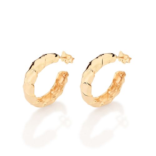 BRINCO MEIA ARGOLA BANHADO A OURO 18K