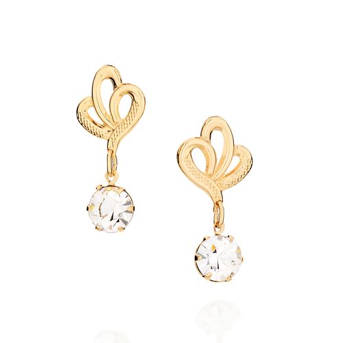 BRINCO FLOR BANHADO A OURO 18K COM CRISTAIS