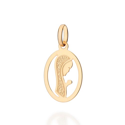 PINGENTE MEDALHA SILHUETA MADONNA BANHADO A OURO 18K