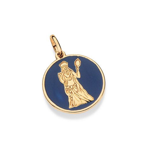 PINGENTE MEDALHA OXUM BANHADO A OURO 18K COM APLICAÇÃO DE RESINA