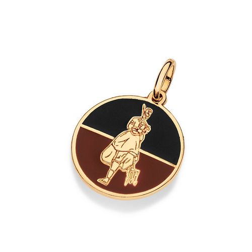 PINGENTE MEDALHA EXÚ BANHADO A OURO 18K COM APLICAÇÃO DE RESINA