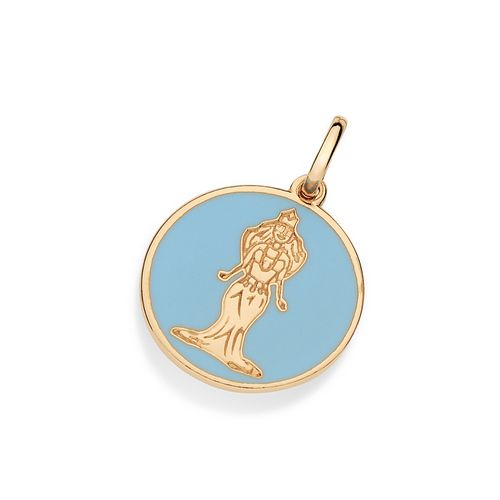 PINGENTE MEDALHA IEMANJÁ BANHADO A OURO 18K COM APLICAÇÃO DE RESINA