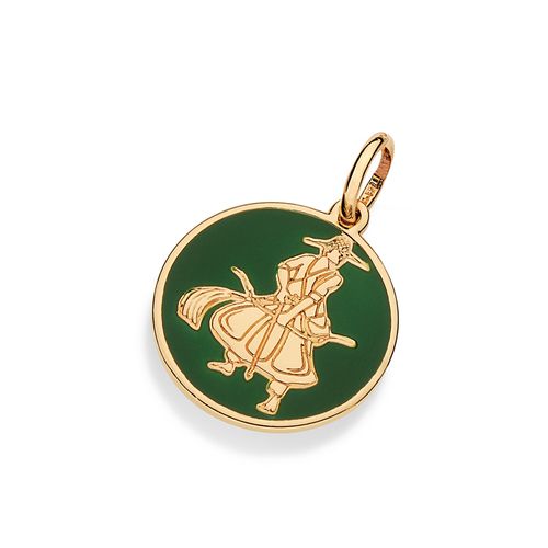 PINGENTE MEDALHA OXÓSSI BANHADO A OURO 18K COM APLICAÇÃO DE RESINA