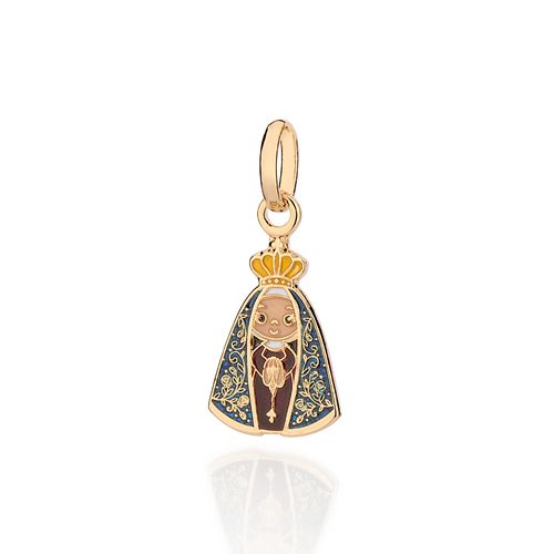PINGENTE NOSSA SENHORA APARECIDA BANHADO A OURO 18K COM APLICAÇÃO DE RESINA
