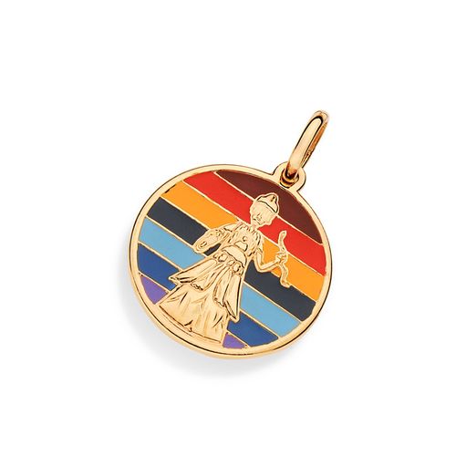 PINGENTE MEDALHA OXUMARÉ BANHADO A OURO 18K COM APLICAÇÃO DE RESINA