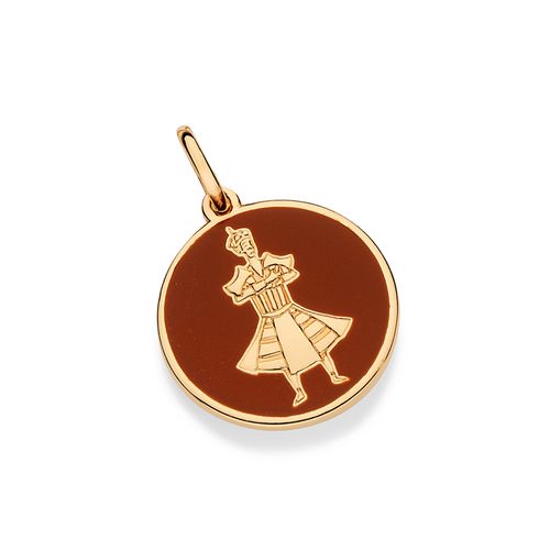 PINGENTE MEDALHA XANGÔ BANHADO A OURO 18K COM APLICAÇÃO DE RESINA
