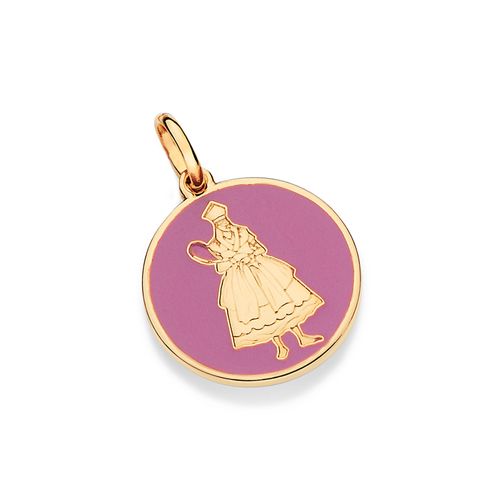 PINGENTE MEDALHA NANÃ BANHADO A OURO 18K COM APLICAÇÃO DE RESINA