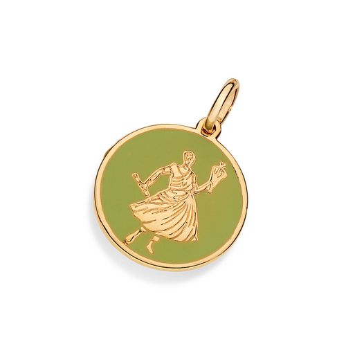 PINGENTE MEDALHA OSSAIN BANHADO A OURO 18K COM APLICAÇÃO DE RESINA