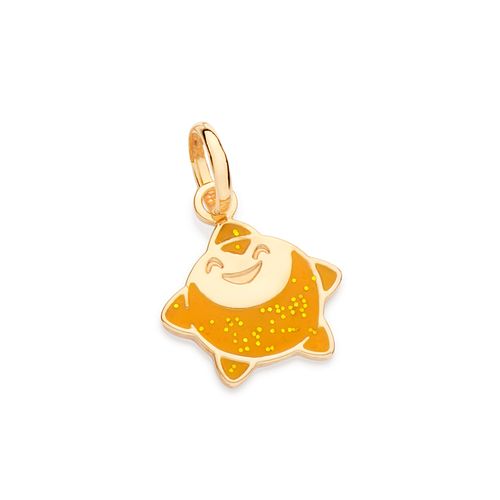 PINGENTE ESTRELA DOS DESEJOS BANHADO A OURO 18K COM APLICAÇÃO DE RESINA E GLITTER