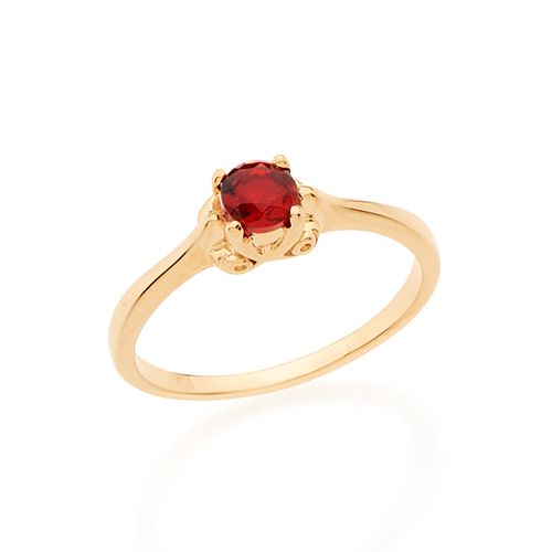 ANEL SOLITÁRIO BANHADO A OURO 18K COM CRISTAL