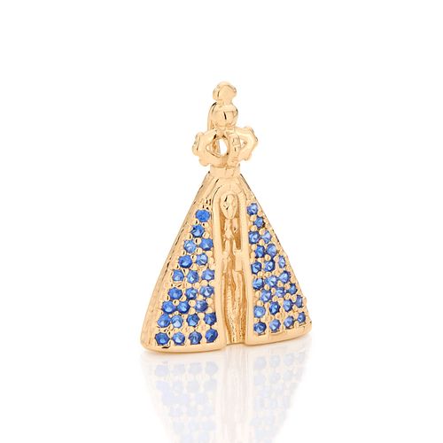 PINGENTE BANHADO A OURO 18K NOSSA SENHORA APARECIDA COM ZIRCÔNIAS