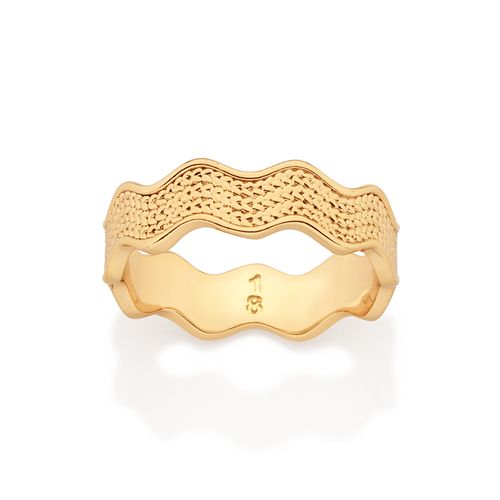 ANEL SIANINHA TEXTURIZADO BANHADO A OURO 18K
