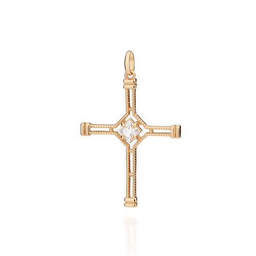 PINGENTE CRUZ BANHADO A OURO 18K COM ZIRCÔNIA