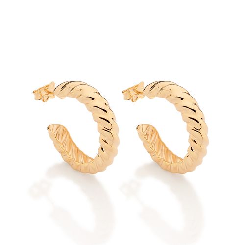 BRINCO MEIA ARGOLA TORCIDO BANHADO A OURO 18K