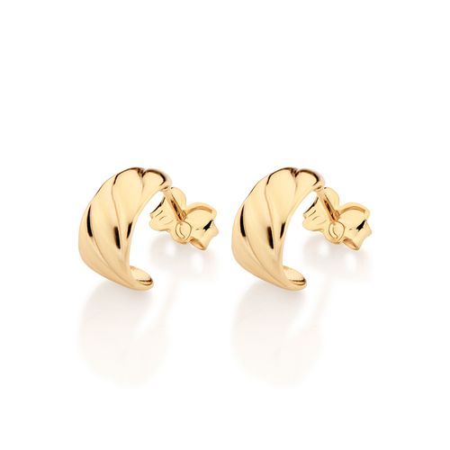 BRINCO MEIA ARGOLA ONDAS BANHADO A OURO 18K