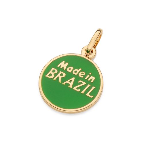 PINGENTE MADE IN BRAZIL BANHADO A OURO 18K COM APLICAÇÃO DE RESINA
