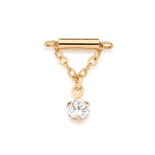 BRINCO UNITÁRIO PÊNDULO BANHADO A OURO 18K COM ZIRCÔNIA