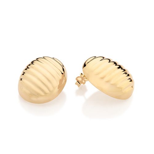 MAXI BRINCO BOTÃO OVAL BANHADO A OURO 18K