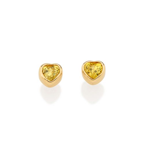 BRINCO SOLITÁRIO CORAÇÃO BANHADO A OURO 18K COM ZIRCÔNIAS