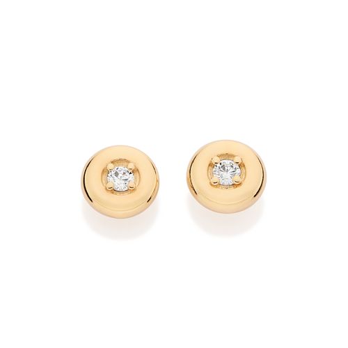 BRINCO SOLITÁRIO BANHADO A OURO 18K COM ZIRCÔNIAS