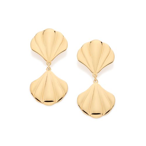 BRINCO PÊNDULO CONCHAS BANHADO A OURO 18K