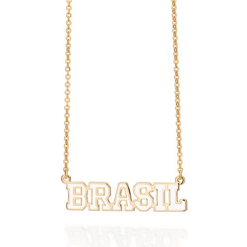 GARGANTILHA BRASIL BANHADA A OURO 18K COM APLICAÇÃO DE RESINA
