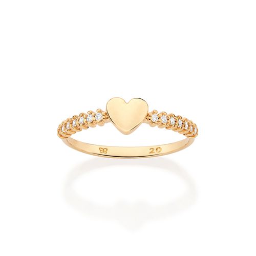 ANEL SKINNY CORAÇÃO BANHADO A OURO 18K COM ZIRCÔNIAS