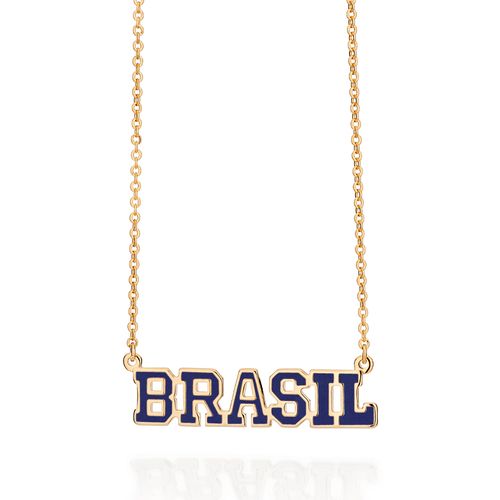 GARGANTILHA BRASIL BANHADA A OURO 18K COM APLICAÇÃO DE RESINA