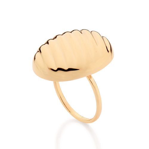 MAXI ANEL BOTÃO OVAL BANHADO A OURO 18K