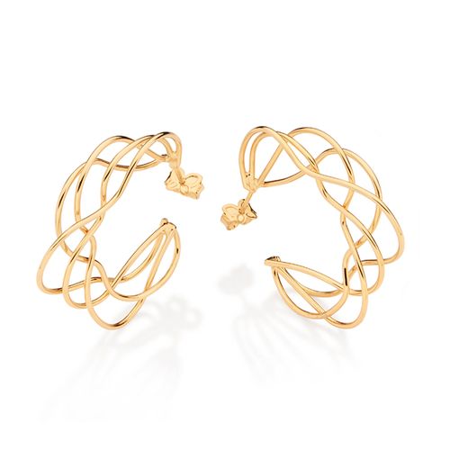 BRINCO MEIA ARGOLA ORGÂNICA BANHADO A OURO 18K