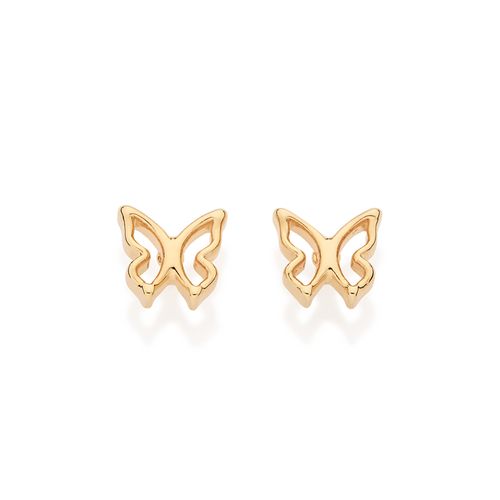 BRINCO BORBOLETA VAZADO BANHADO A OURO 18K