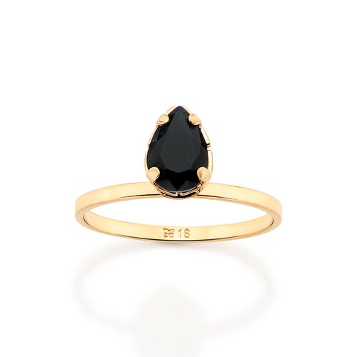 ANEL SOLITÁRIO GOTA BANHADO A OURO 18K COM CRISTAL