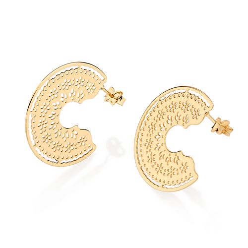 BRINCO MEIA ARGOLA JUNINA BANHADO A OURO 18K