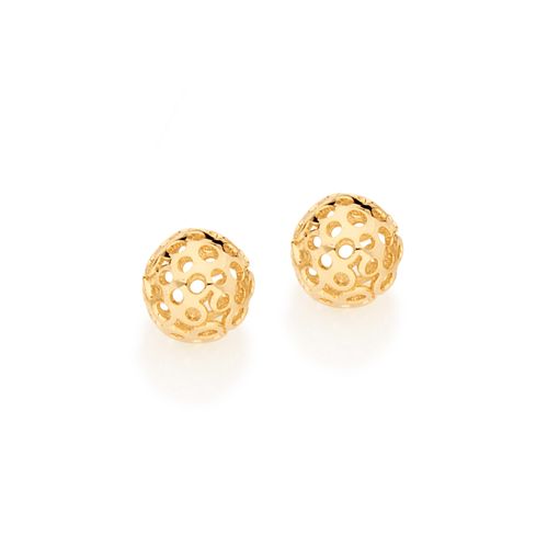BRINCO ESFERA VAZADA BANHADO A OURO 18K