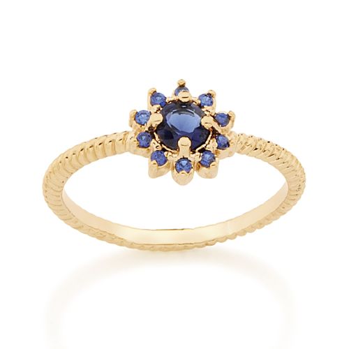 ANEL SKINNY BANHADO A OURO 18K FLOR COM ZIRCÔNIAS