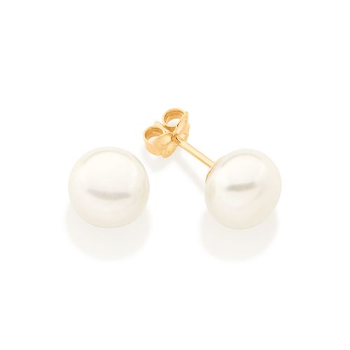 BRINCO SOLITÁRIO BANHADO A OURO 18K COM PÉROLAS
