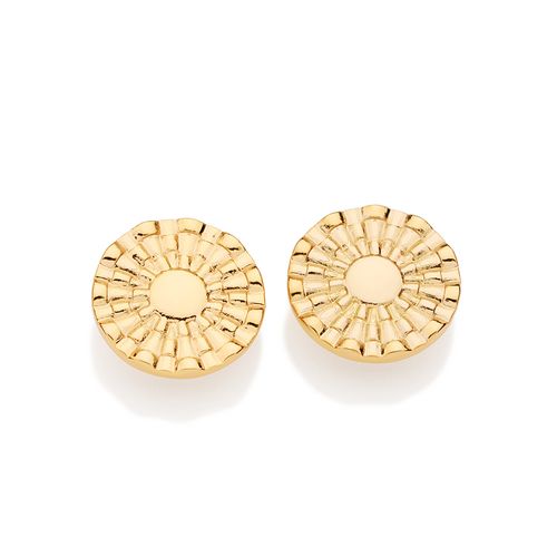 BRINCO BOTÃO TRAMAS BANHADO A OURO 18K