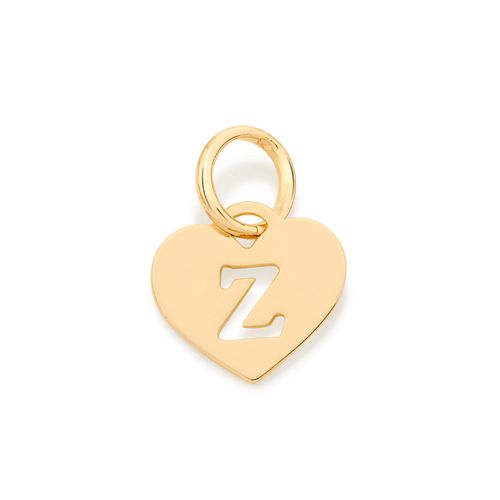 PINGENTE CORAÇÃO COM LETRA BANHADO A OURO 18K-LETRA Z