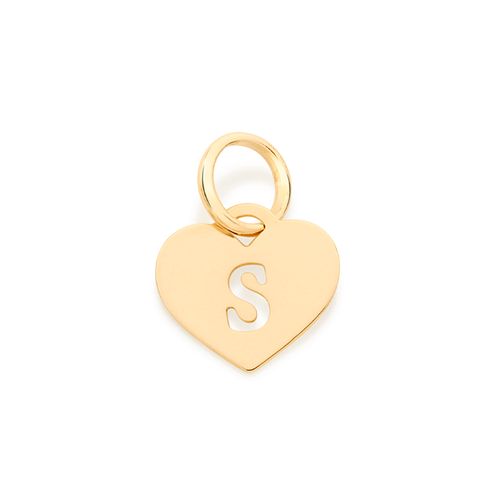 PINGENTE CORAÇÃO COM LETRA BANHADO A OURO 18K-LETRA S