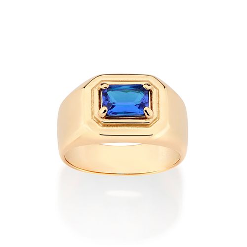 ANEL SOLITÁRIO BANHADO A OURO 18K COM CRISTAL