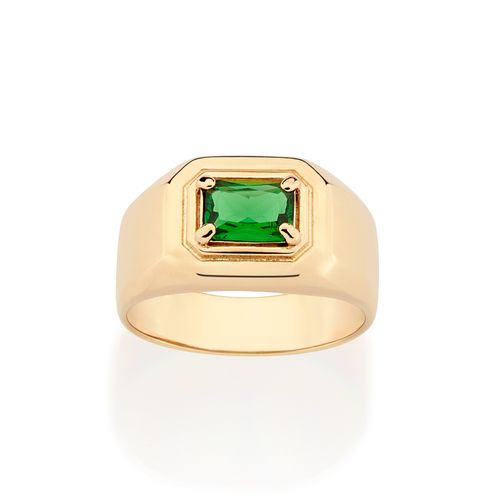 ANEL SOLITÁRIO BANHADO A OURO 18K COM CRISTAL