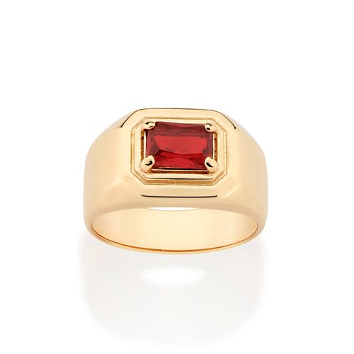 ANEL SOLITÁRIO BANHADO A OURO 18K COM CRISTAL